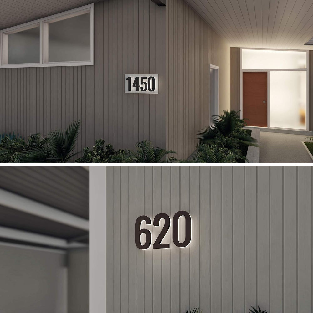 7 Inch Backlit LED House Number, ABS Polymer, 2700K Warm Light (6, Black)