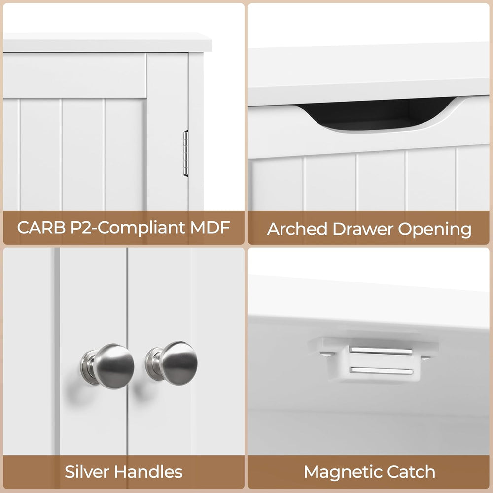 Yaheetech Small Bathroom Storage Cabinet with 4 Drawers & 2 Doors, White