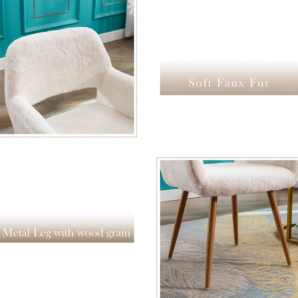 KCC Desk Chair No Wheels Makeup Vanity Chair for Living Room,1PC,White