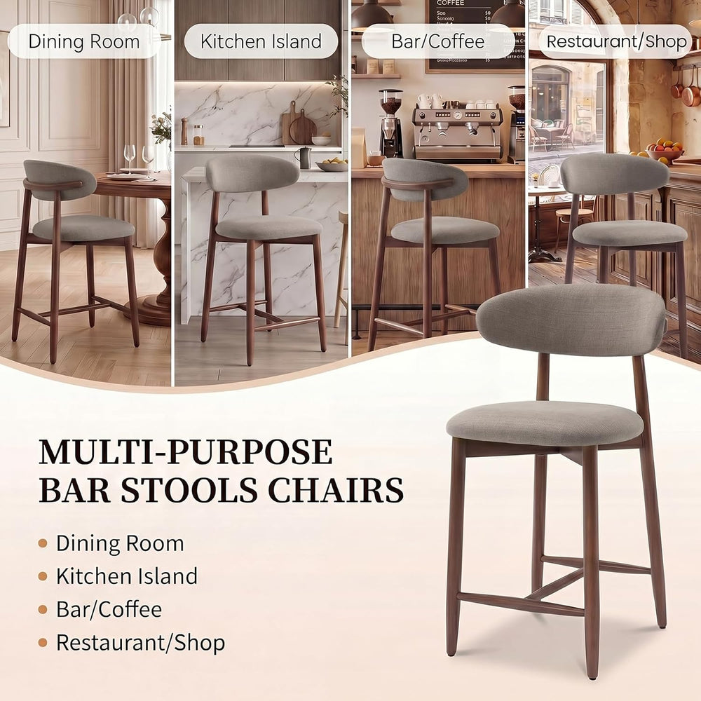 MALOL Counter Height Bar Stools Set of 3, Kitchen Bar Stools with Back, Mid C...