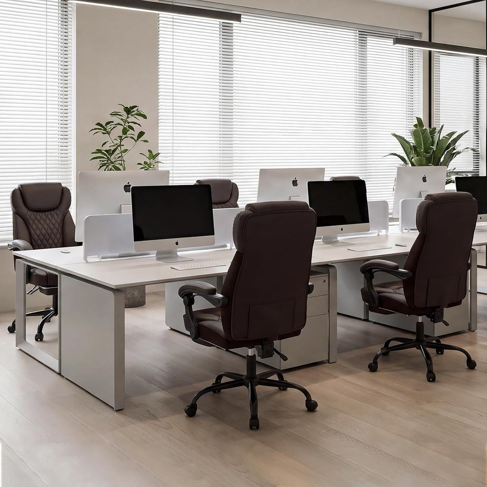 amseatec Big and Tall Office Chair with Footrest, Lumbar Support, Brown