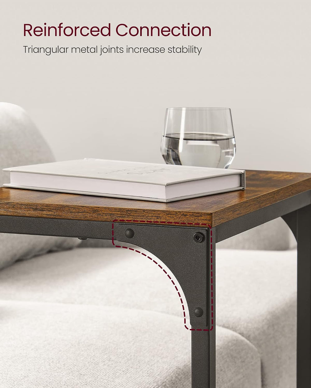 VASAGLE C-Shaped End Table Set of 2, Small Sofa Side Table with Metal Frame