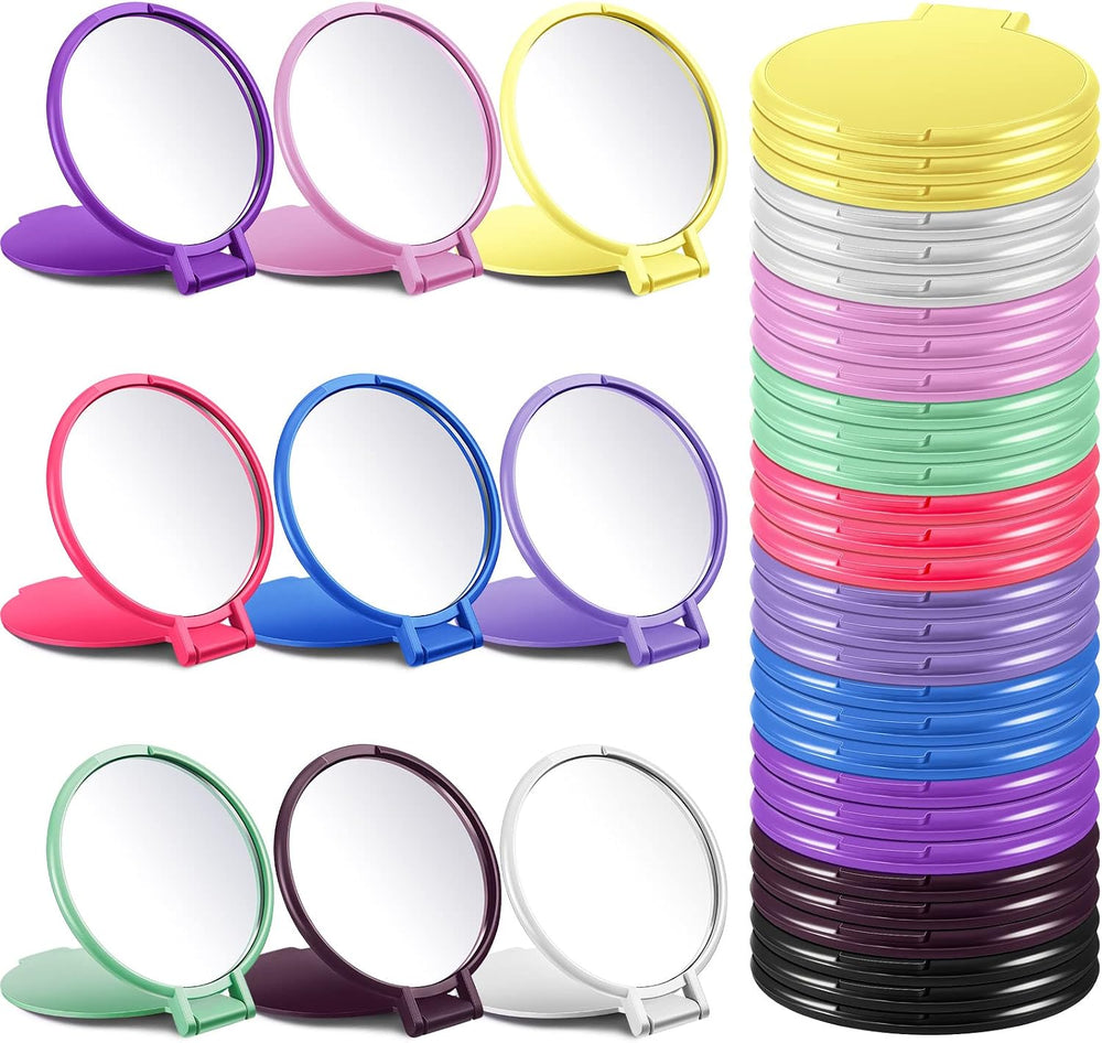 Juexica 180 Pcs Compact Mirrors Bulk, Mini Folding Stand, Classic Colors
