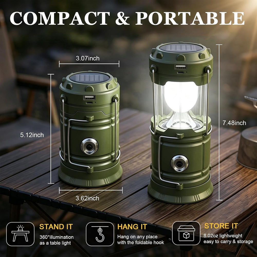 DIBMS 4-Pack Solar Camping Lantern, Collapsible Flashlight Emergency Lights