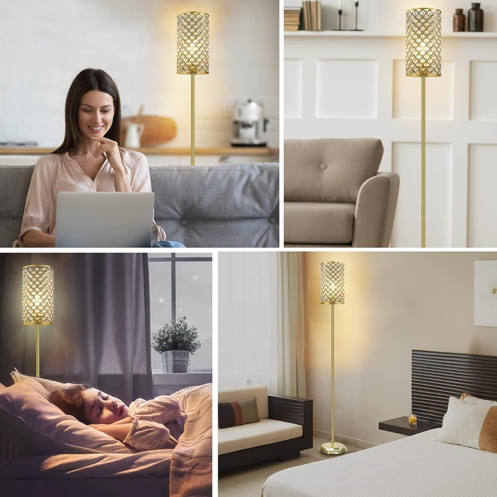 GyroVu Gold Floor Lamp,Elegant Crystal Floor Lamp Modern Standing Lamp with O...
