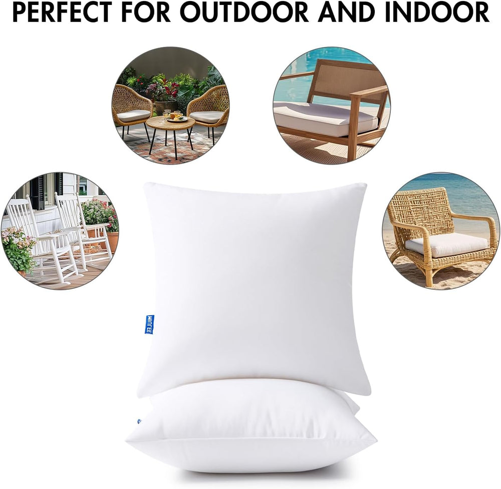 MIULEE 18x18 Outdoor Pillows,Set of 2 Waterproof Soft Support Throw Pillows