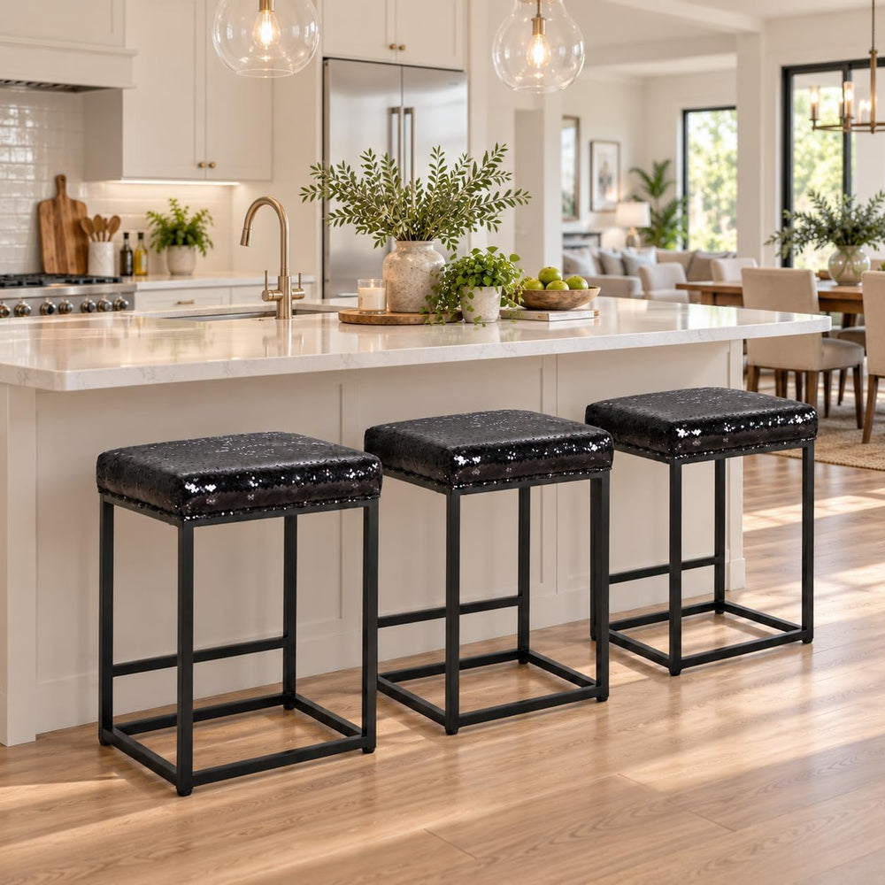 MAISON ARTS 24 Inch Counter Height Bar Stools Set of 4, Sequin