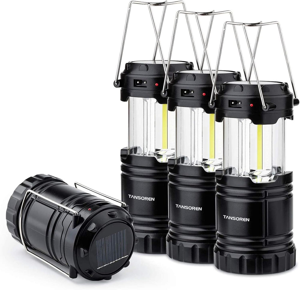 4 Pack Solar USB Rechargeable 3 AA Power Brightest COB LED Camping Lantern, W...