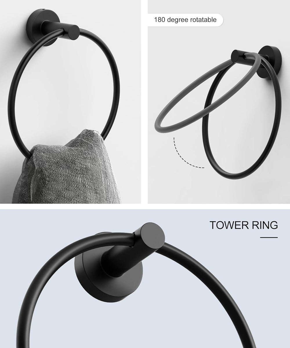 Matte Black Bathroom Hardware Accessories Set 5 Pcs SUS304 Stainless Steel