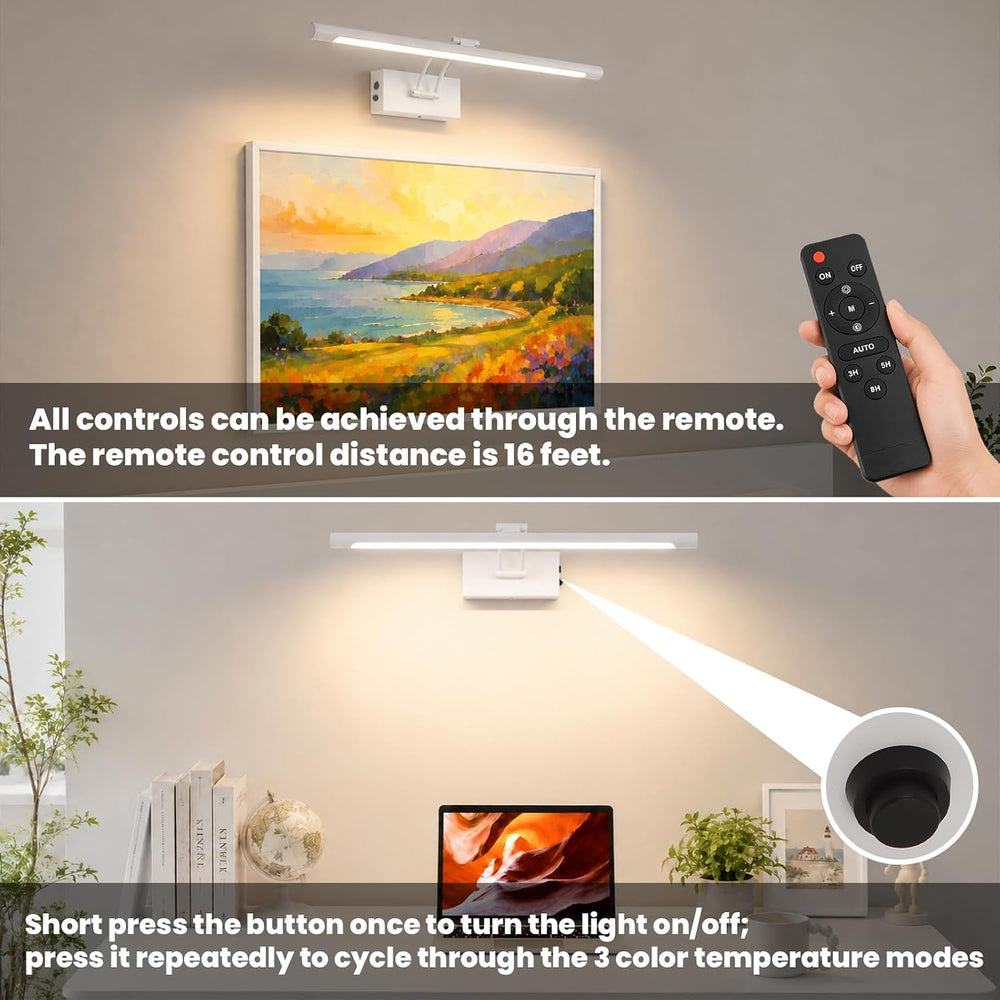 Battery Operated Picture Light for Wall,White 23.6-Inch