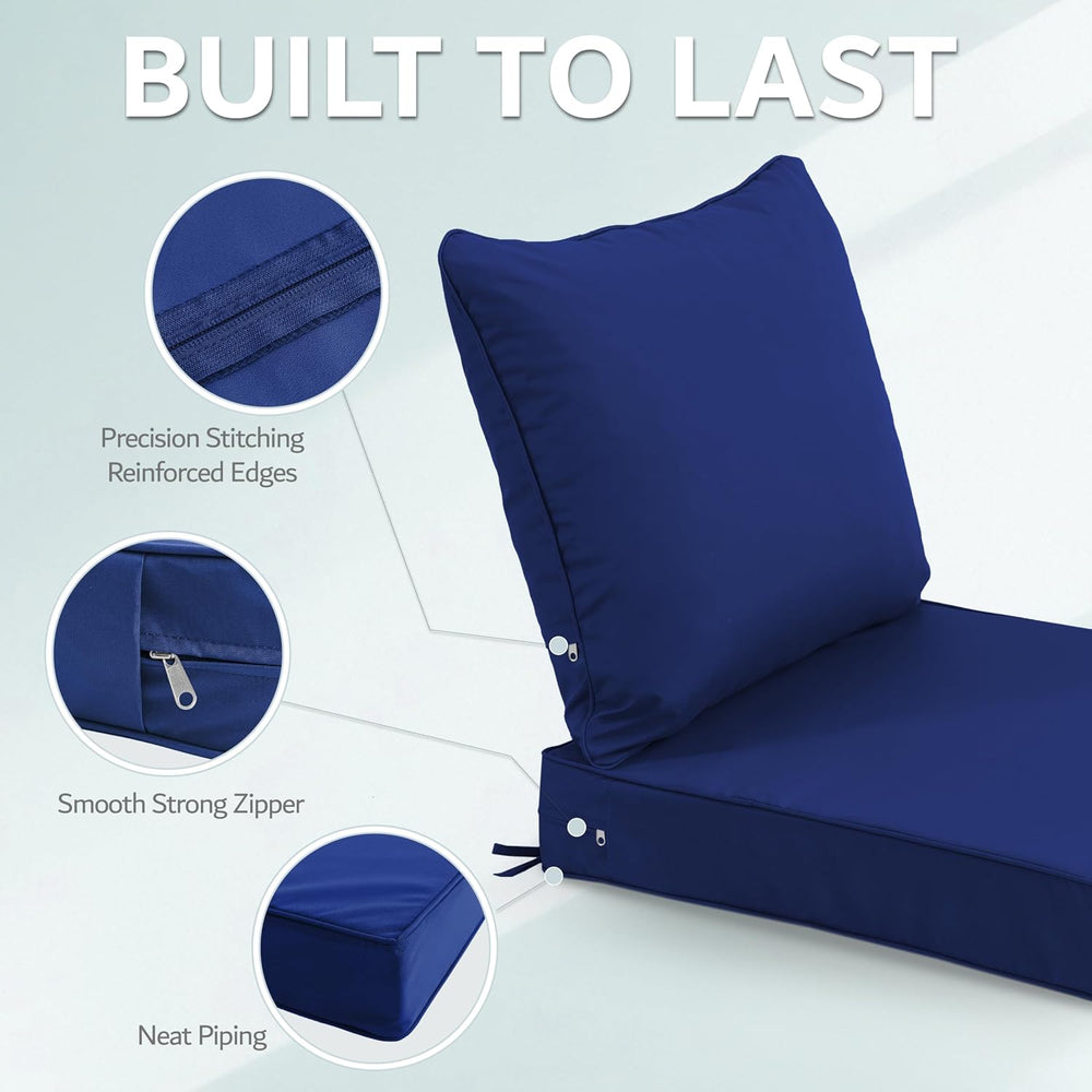 22x22 Inch Patio Chair Cushions Set of 2, Outdoor Furniture Cushions - Remova...