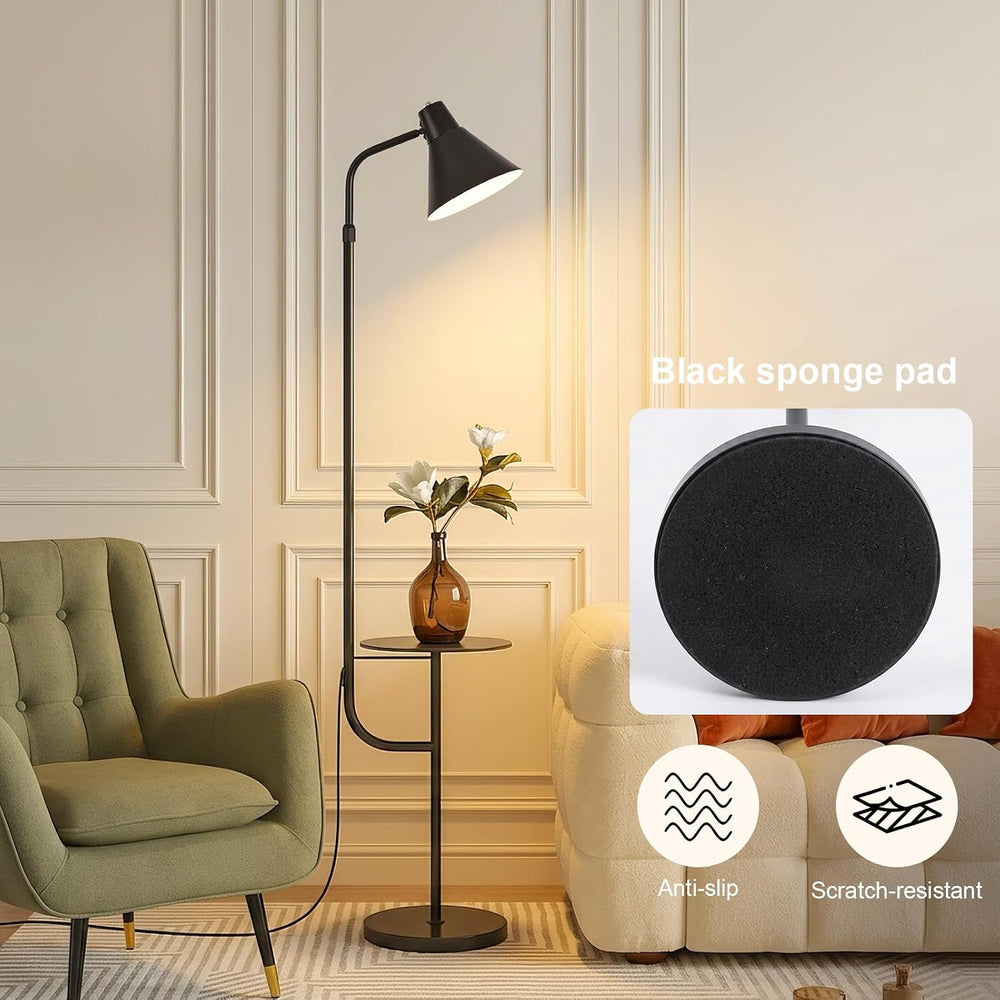 Black Floor Lamp with Shelf, Dimmable LED Reading Standing Lamp