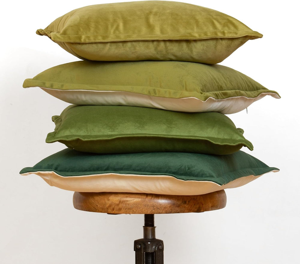 Green Yellow Gold Decorative Throw Pillow Covers, Set of 4, 18x18 Inch Solid ...