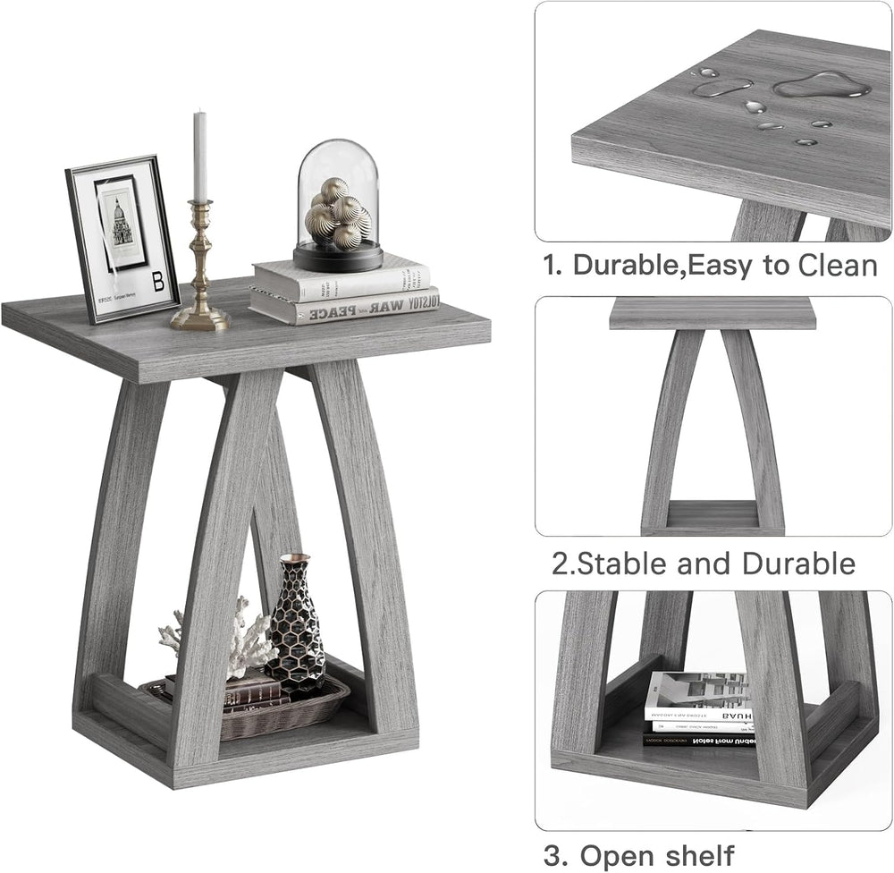 FROMJBEST End Tables Living Room, Side Table, Grey End Table Set of 2