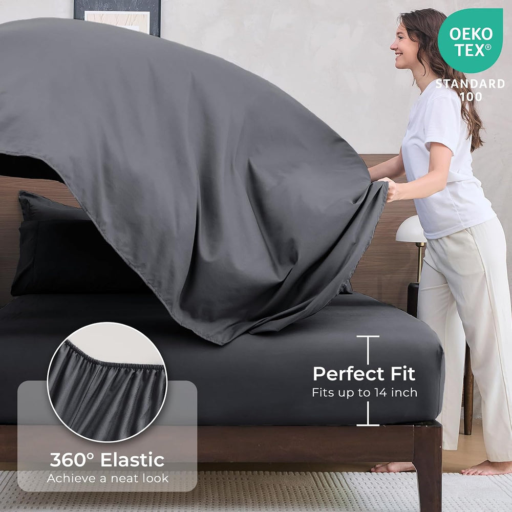 HEVUMYI 7-Piece Queen Comforter Set, Dark Grey Bed in a Bag