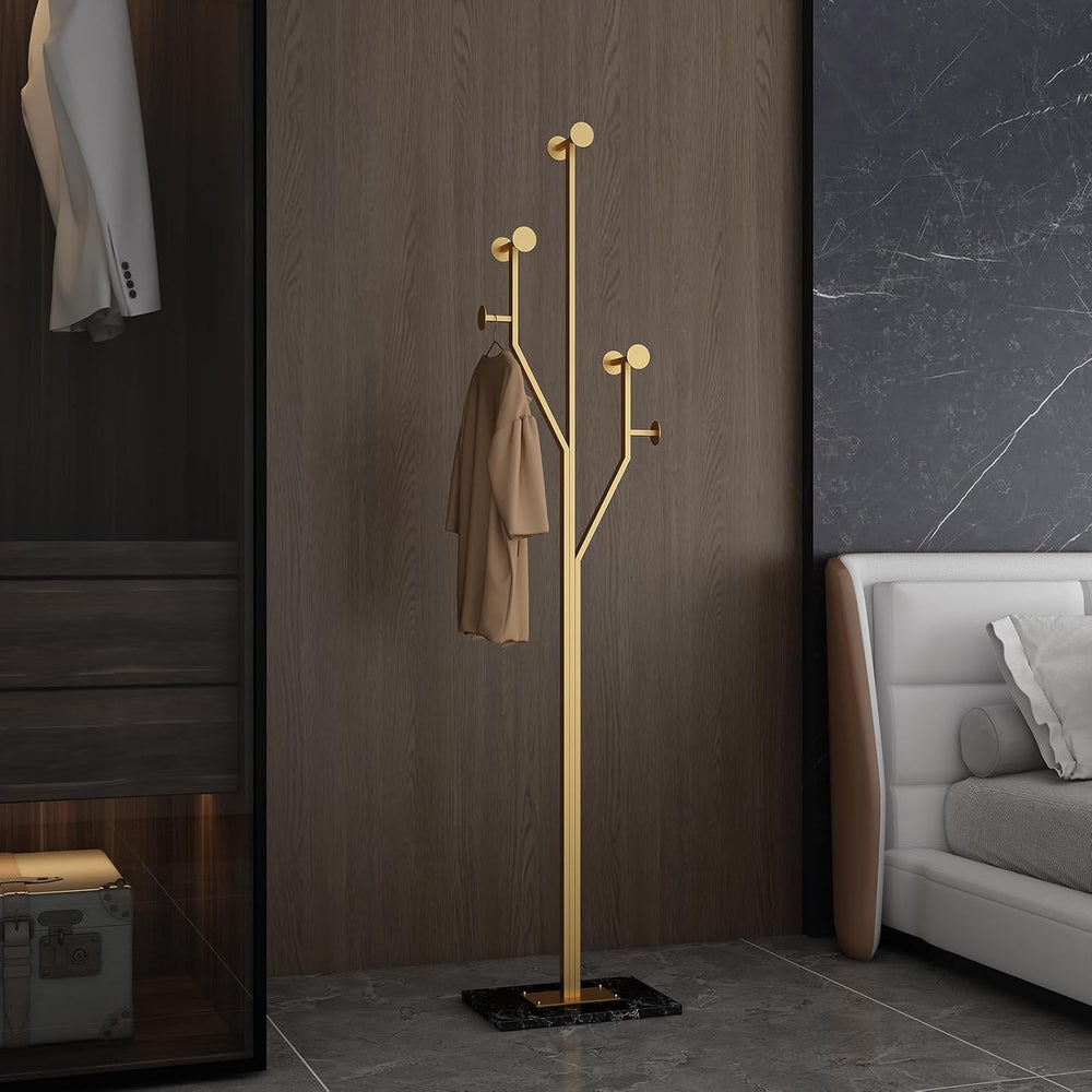 JIAYUEJU Freestanding Coat Rack Marble Base Coat tree Heavy Duty(Gold) | Tree...