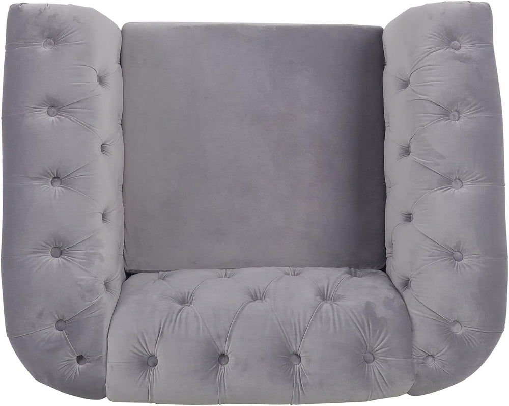 LEVNARY Velvet Chesterfield Chair, Mid-Century Modern Single Sofa Chair with ...