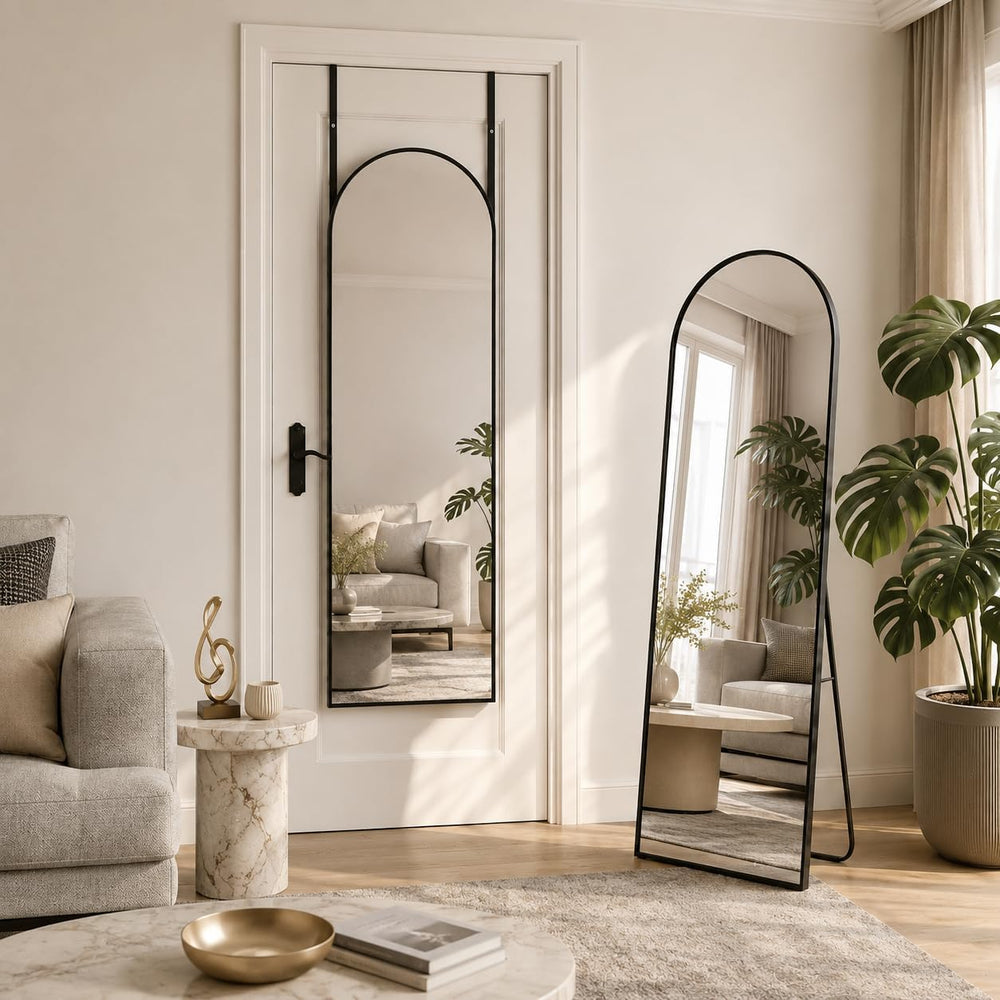 56"x14" Arched Full Length Mirror with Stand,Full Body Floor Mirror