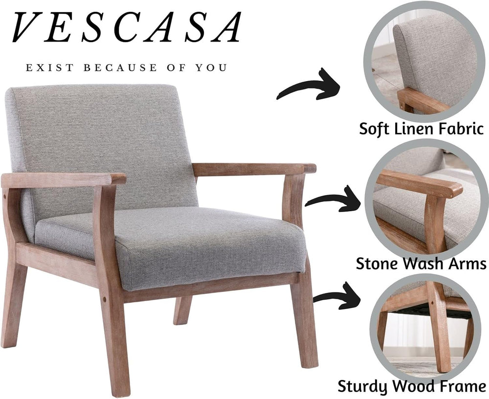 VESCASA 23.2" W Accent Chair with Arms, Comfy Farmhouse Side Chair with ...