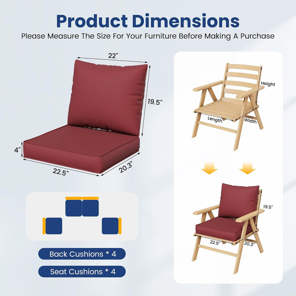 UDPATIO Outdoor Cushions for Patio Furniture, 4'' Replacement Cushion...