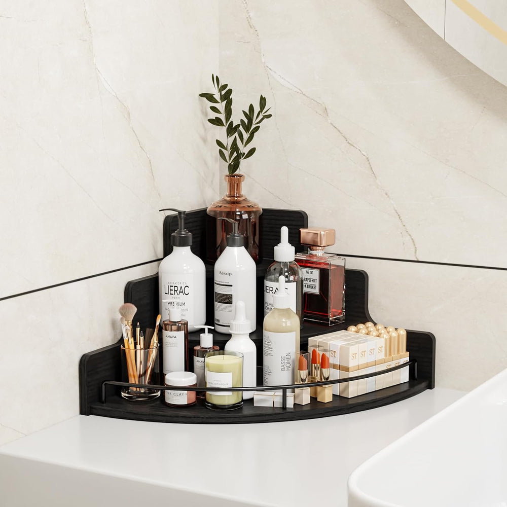 KLM Liquor Bottle Display Corner Shelf, Black