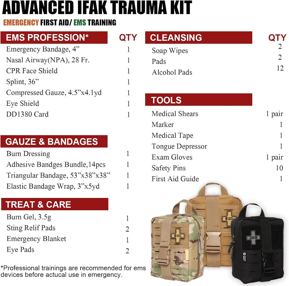 RHINO RESCUE IFAK Trauma First Aid Kit Medical Pouch(Black)