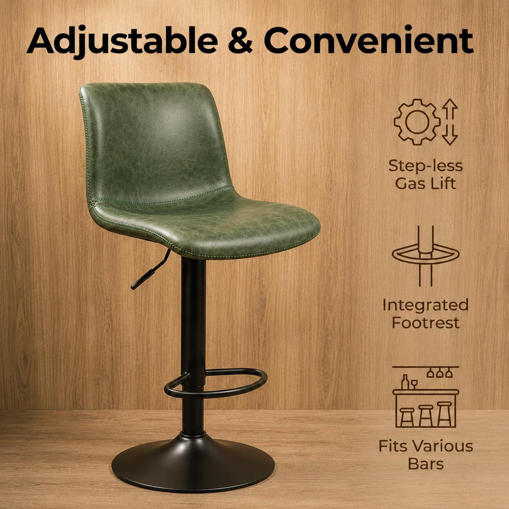 Adjustable Bar Stools Set of 2 for Kitchen Island, Green