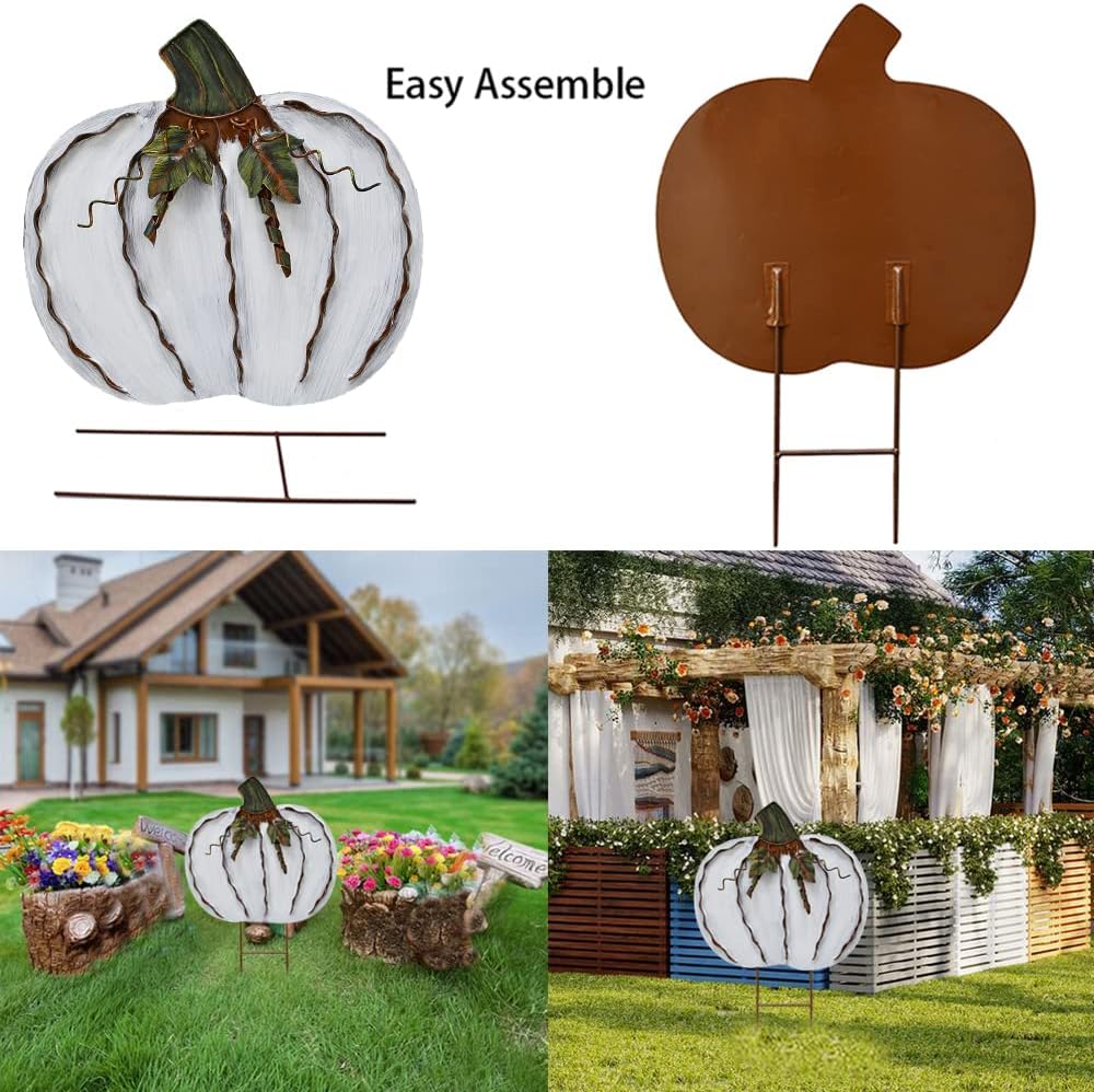 Pumpkin Garden Stake Metal Yard Sign Fall Decor Decorative Pumpkin Yard