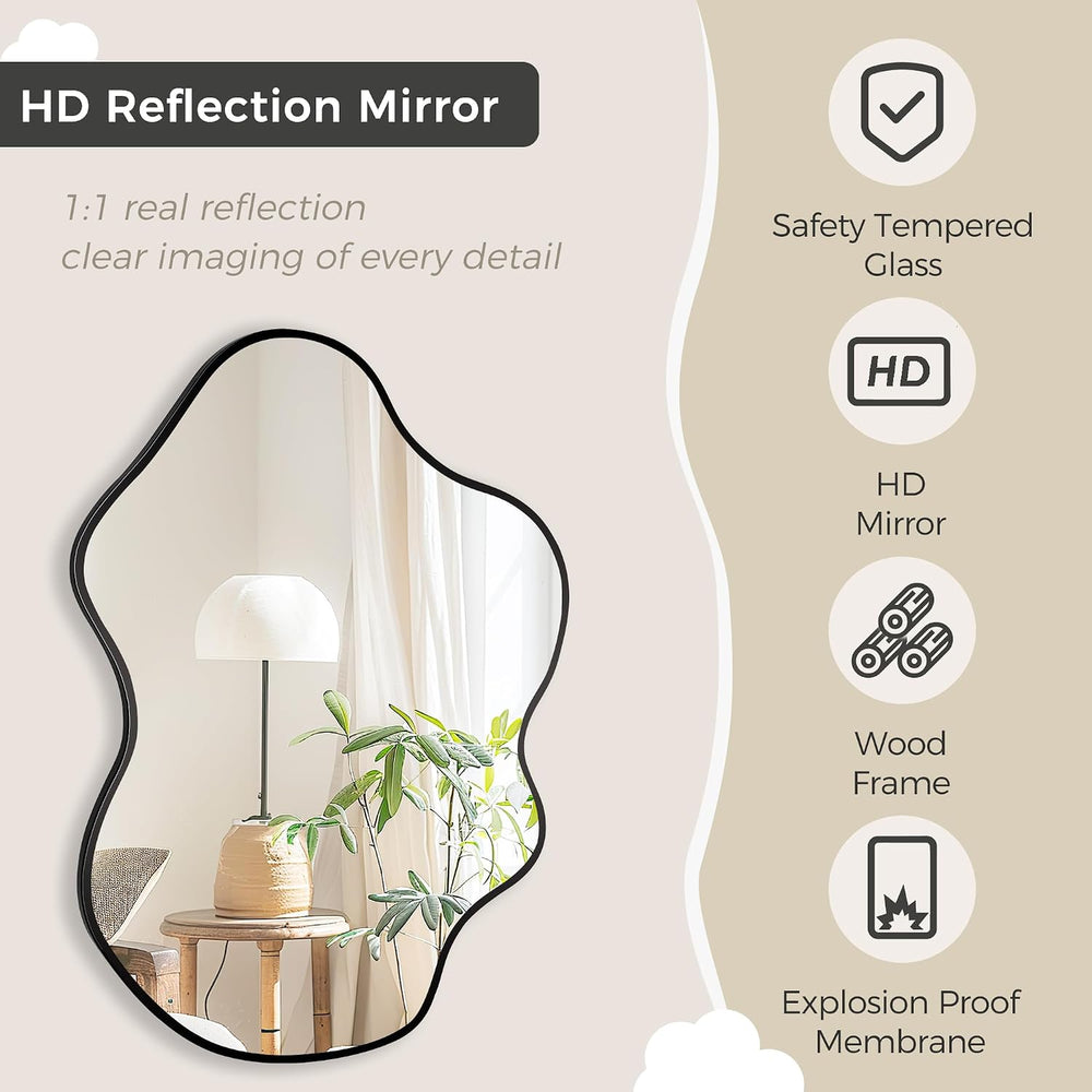 CULER Irregular Black Bathroom Wall Mirror,22 x 30 Inch Asymmetrical