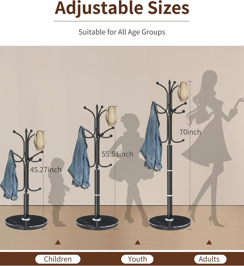 Snaikor Metal Coat Rack Freestanding, Sturdy Coat Rack Stand with Natural Mar...