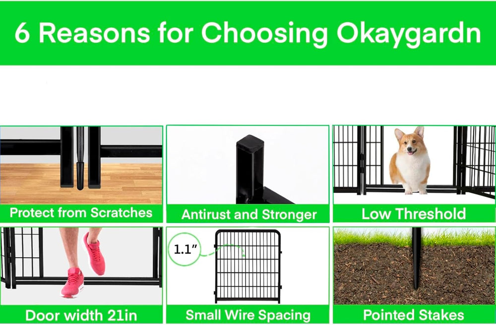 Garden Fencing 40 inch High, Dog Fence Outdoor for Yard, 21" Wide Low Th...