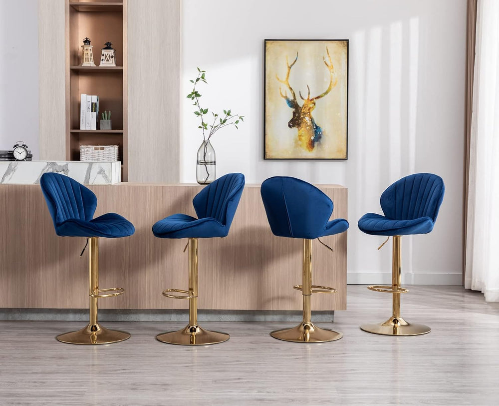 Shunzhi Modern Swivel Bar Stools Set of 2, Adjustable Barstools, Blue