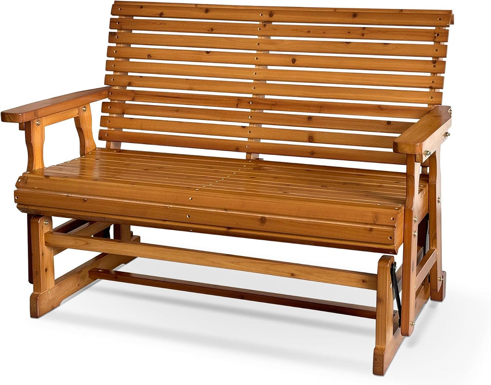 Fortune Candy Wooden Patio Glider, 4-feet, Cedar Tone PU