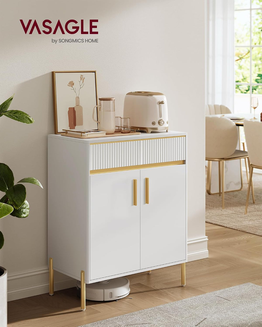 VASAGLE Buffet Cabinet with Countertop, Sideboard with Drawers