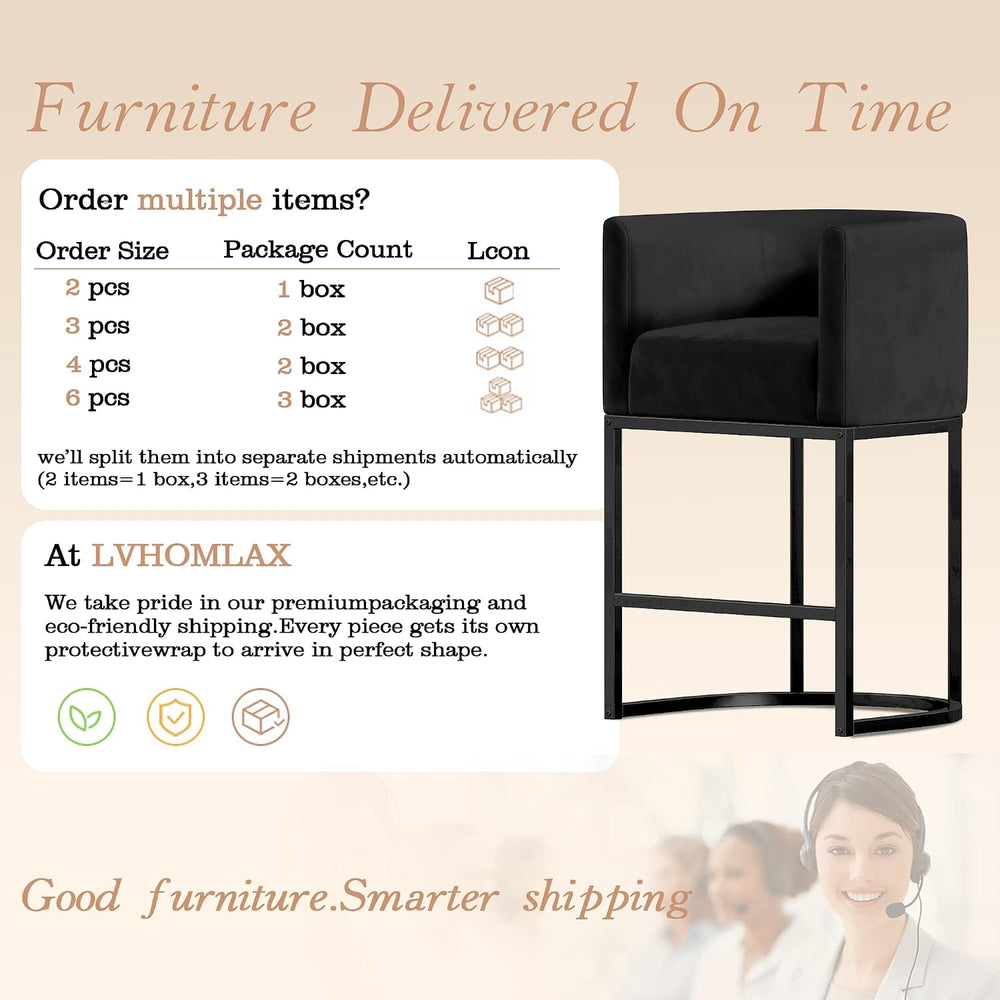 Modern Counter Height Bar Stools,Bar Stools Set of 2,Velvet Fabric Upholstere...