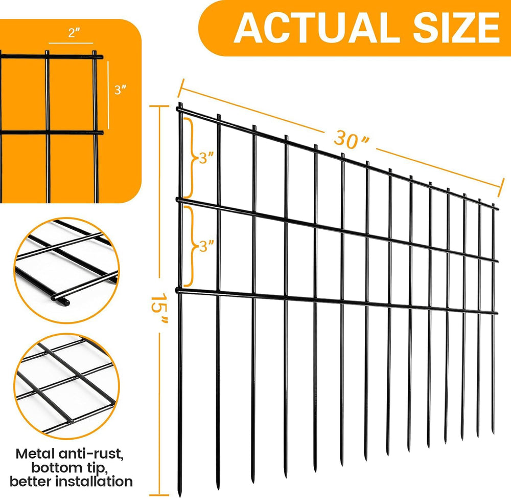 Getlay Garden Fencing Animal Barrier 37.5 ft(L)×15 in(H), 15 Panels No Dig Fe...