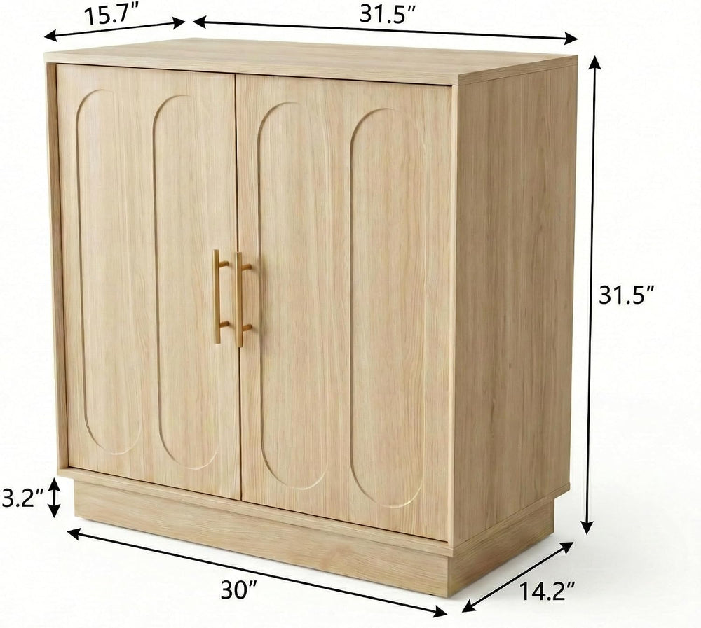holzart 31.5" Modern 2 Door Storage Cabinet, Light Oak Sideboard Buffet ...