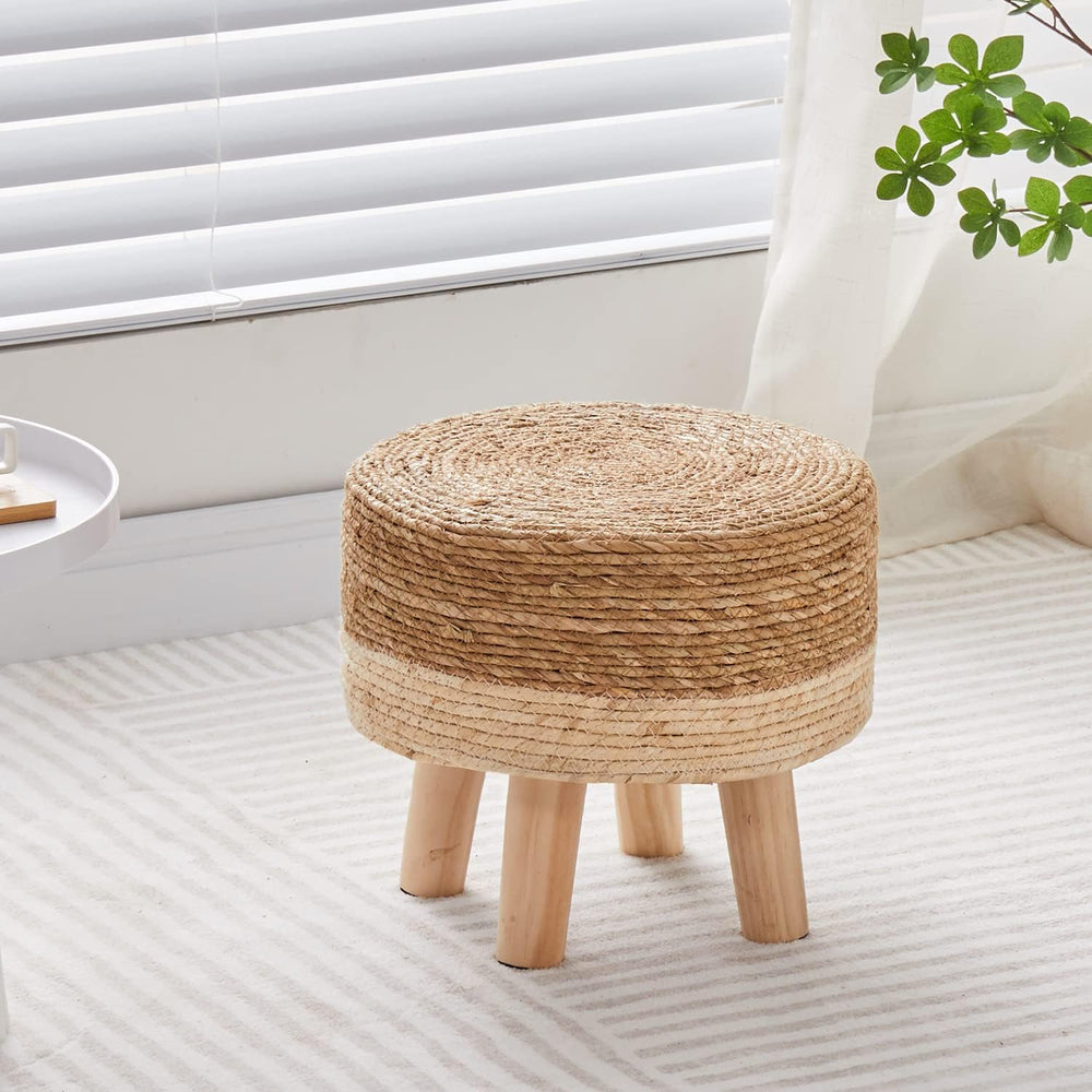 Cpintltr Foot Stool Natural Seagrass Hand Weave Poufs Round Ottoman for Couch...