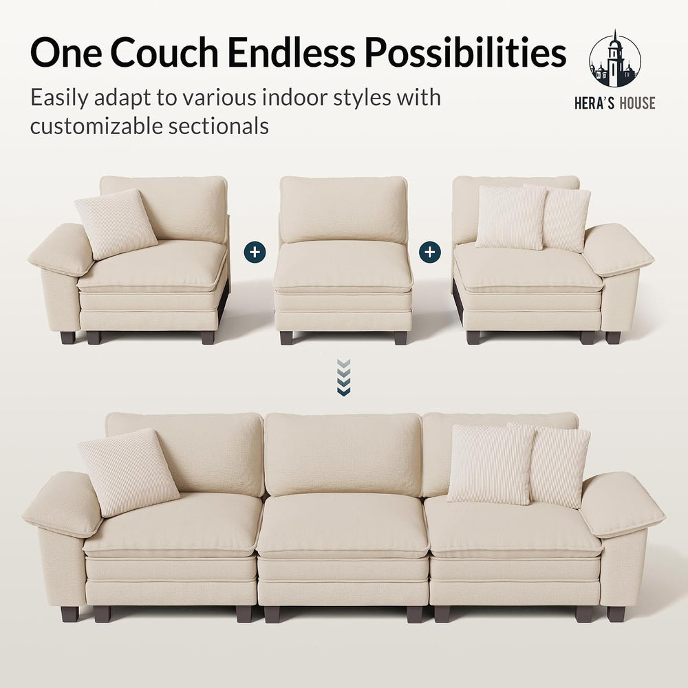 HERA'S HOUSE Modular Sectional Sofa Set with Loveseat & Armchair 3 Piece