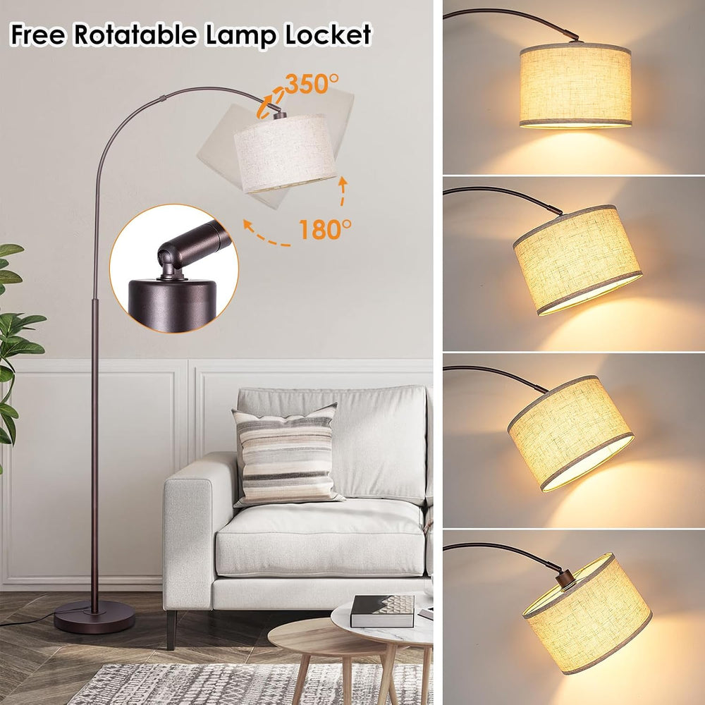 Qingmiao Dimmable Arc Floor Lamp, Remote & Foot Switch, Adjustable Shade