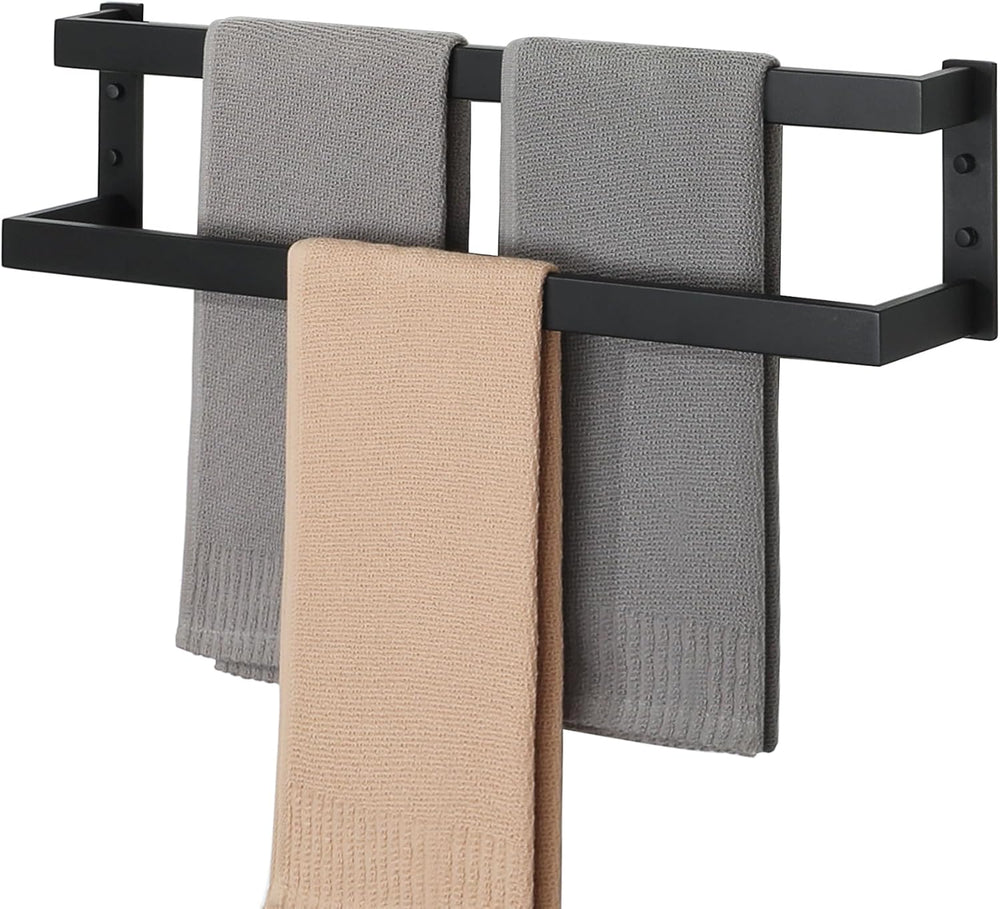 Alise Double Towel Bar, 24" Double Towel Racks for Bathroom, Matte Black