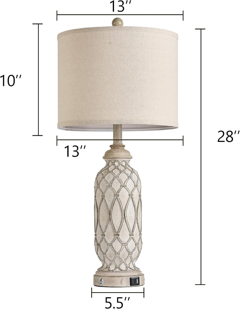 Farmhouse Table Lamps for Bedroom Set of 2, 28" Rustic Bedside Lamp with...