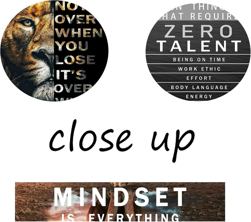 QYHART Lion Mindset Zero Talent 3 Piece Canvas Wall Art Office Wall Decor