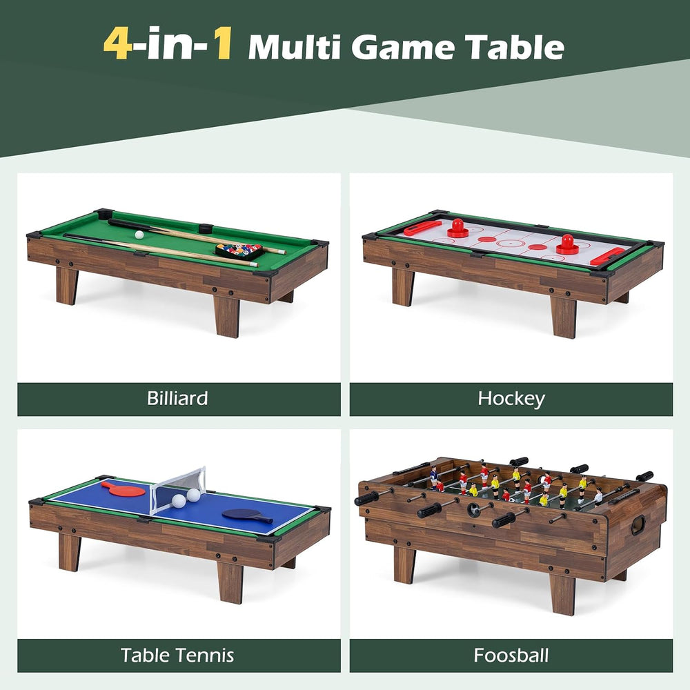 Giantex 4-in-1 Multi Game Table, Combo Foosball Game Table Top w/Billiards, P...