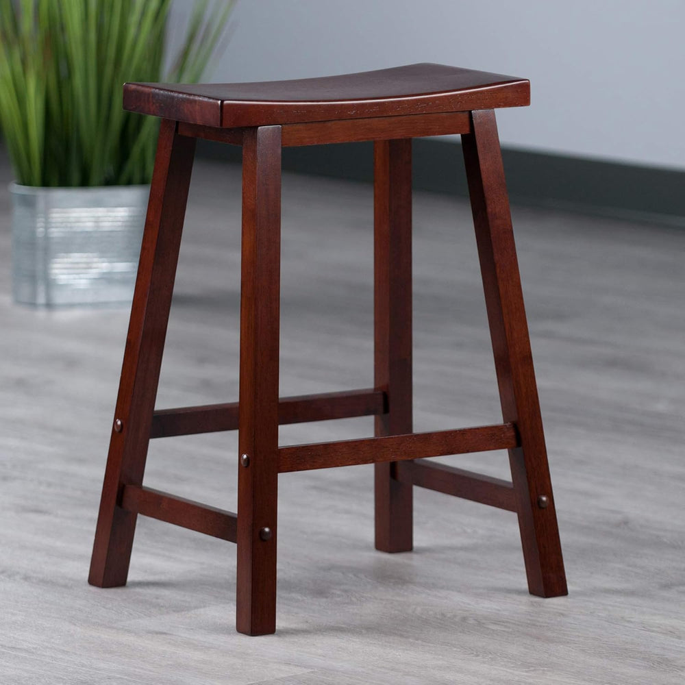 Winsome Satori Saddle Seat Counter Stool, Walnut, 24"
