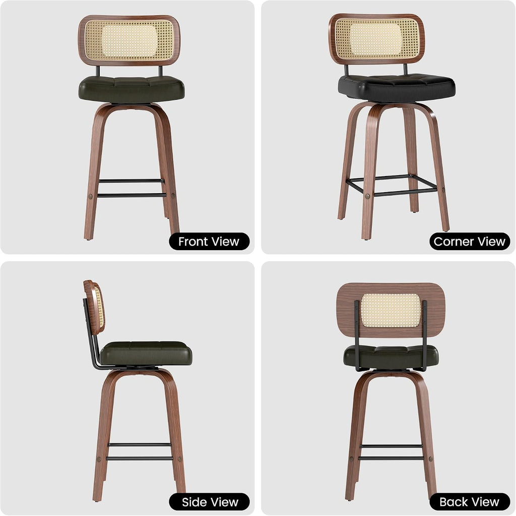 Swivel Counter Height Bar Stools Set of 2, PE Rattan