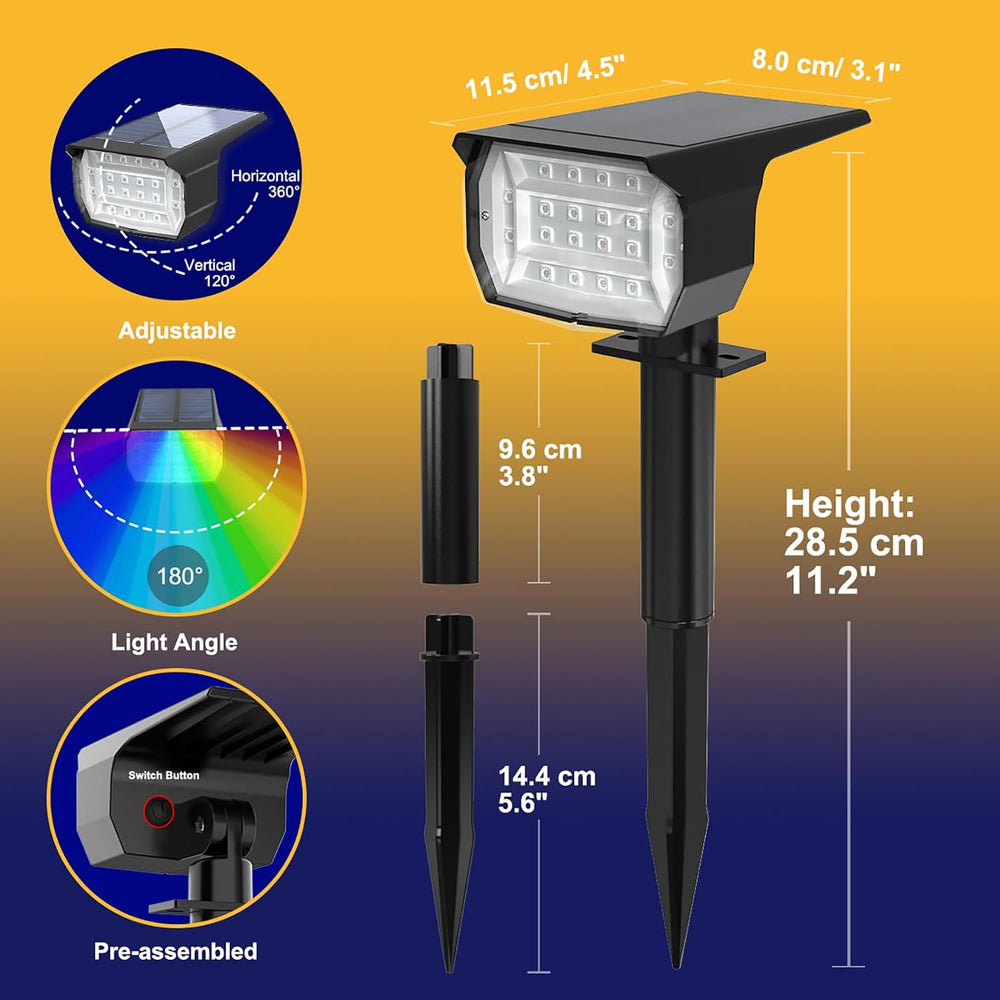 nipify Solar Spot Lights Outdoor Color Changing, Halloween RGB Spotlights