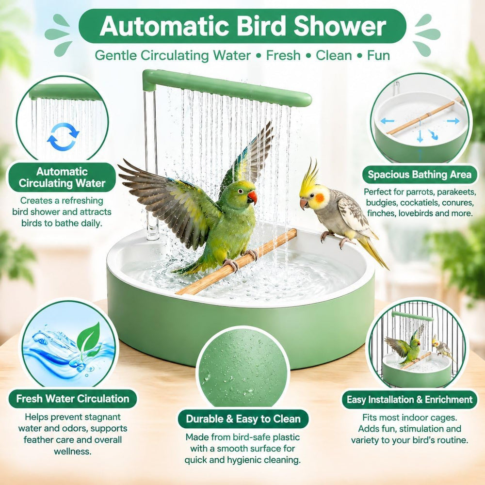 Automatic Bird Bath Fountain for Indoor Parrots & Birds