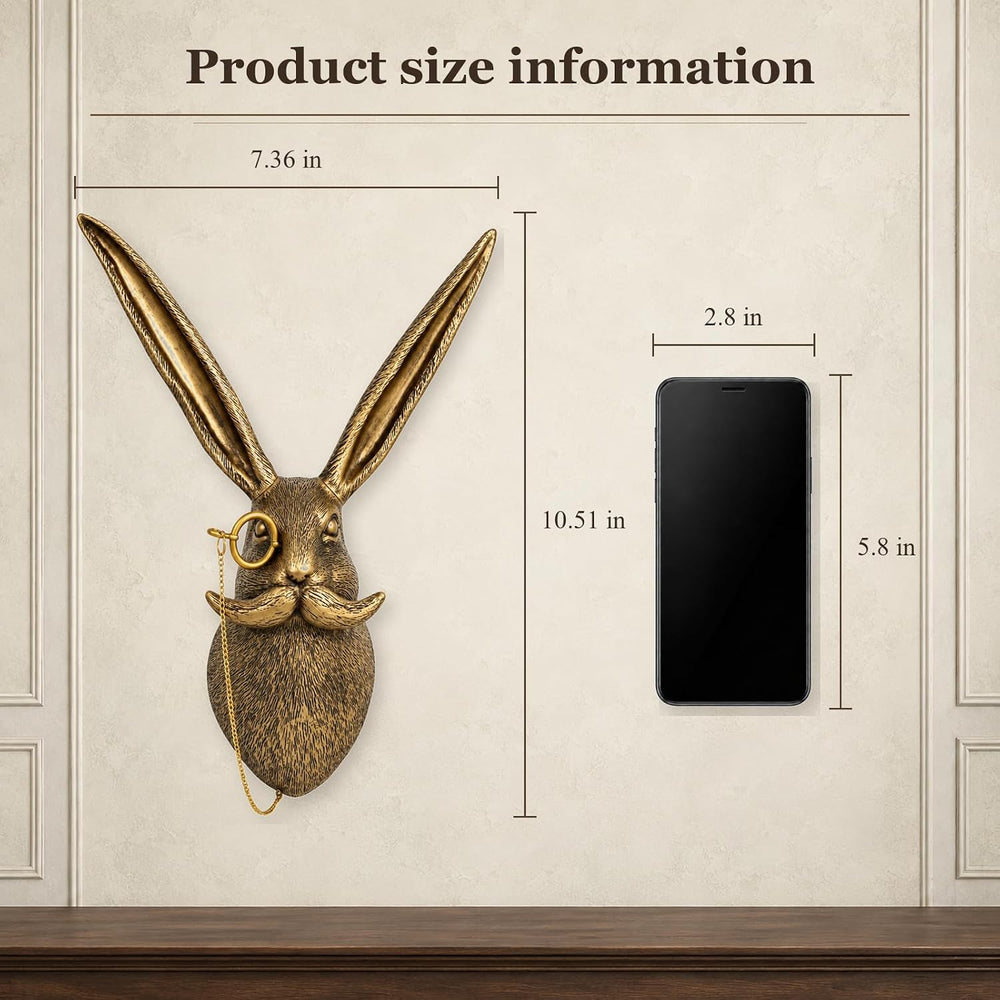 UITWMKTG Gold Rabbit Head Wall Decor - Modern Animal Wall Sculpture, Bunny Wa...