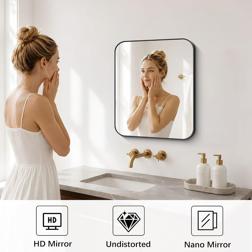 DESBING 16"x20" Bathroom Mirror for Over Sink, Black Framed Wall Mi...